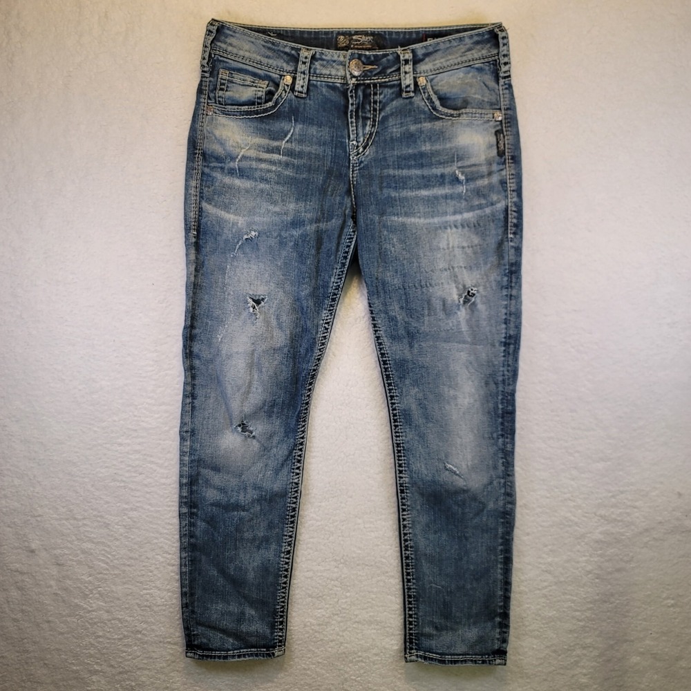 Silver Women's Boyfriend Fluid Denim Blue Jeans Size W28/L25